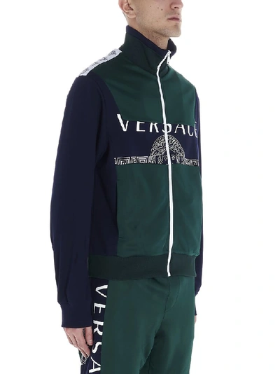 Shop Versace Colour Block Logo Track Jacket In Multi