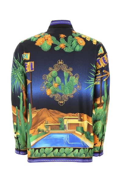 Shop Versace Palm Sprints Print Shirt In Multi