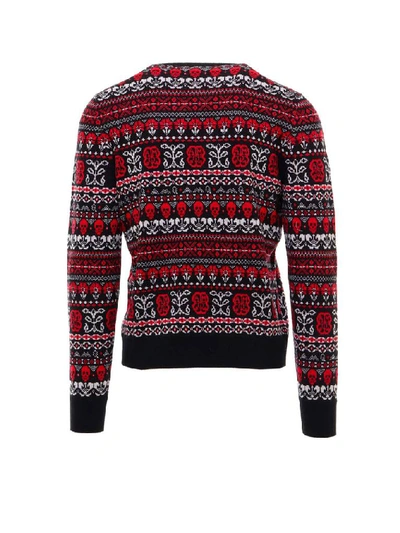 Shop Alexander Mcqueen Skull Patterned Crewneck Sweater In Red