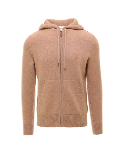 Shop Burberry Monogram Motif Hooded Jacket In Beige