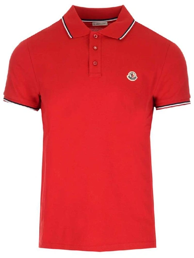 Shop Moncler Logo Polo Shirt In Red