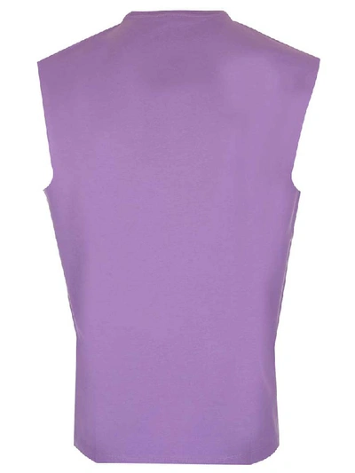 Shop Versace Blonde Print Tank Top In Purple