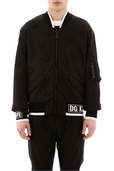 Shop Dolce & Gabbana Star Bomber Jacket In Black