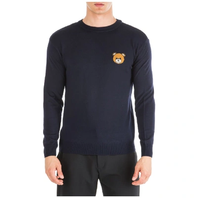 Shop Moschino Teddy Patch Pullover In Navy