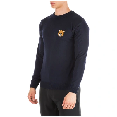 Shop Moschino Teddy Patch Pullover In Navy