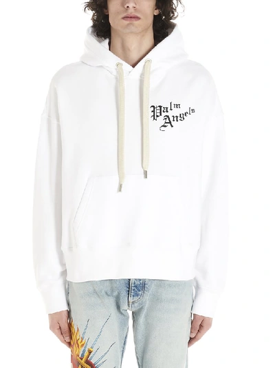 Palm Angels Sacred Heart Logo Graphic Cotton Hoodie In White | ModeSens