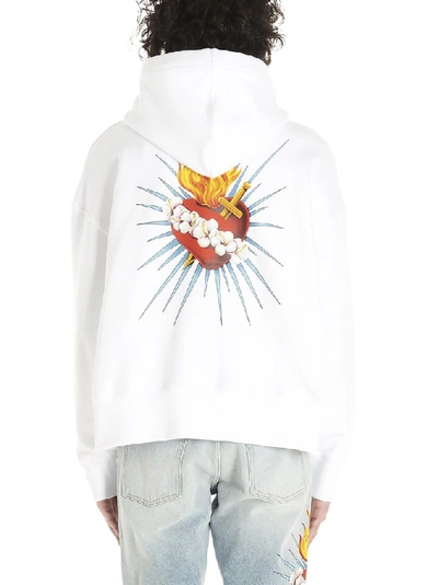 Shop Palm Angels Scared Heart Hoodie In White