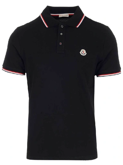 Shop Moncler Logo Polo Shirt In Black