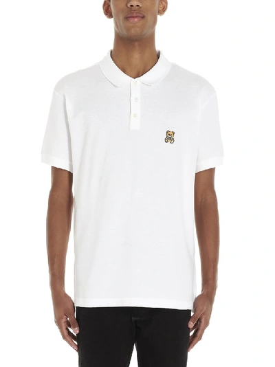 Shop Moschino Teddy Polo Shirt In White
