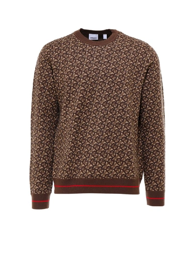 Shop Burberry Monogram Jacquard Sweater In Brown