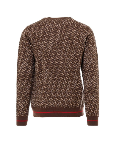 Shop Burberry Monogram Jacquard Sweater In Brown