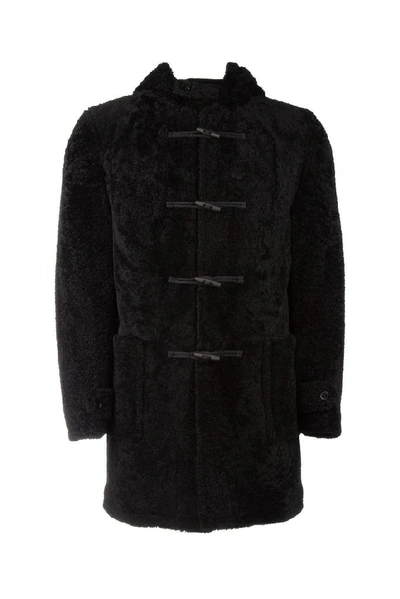 Shop Saint Laurent Duffle Coat In Black