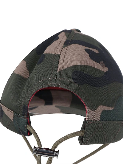 Shop Valentino Logo Camouflage Print Baseball Cap In Green