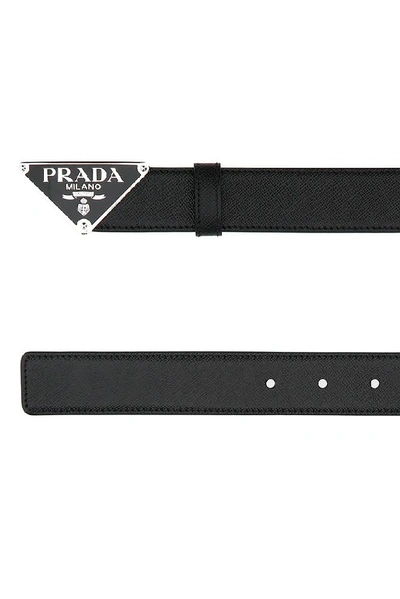 Shop Prada Logo Buckle Belt In Black