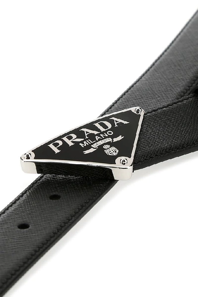 Shop Prada Logo Buckle Belt In Black