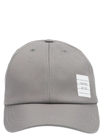 Shop Thom Browne Logo Cap In Grey