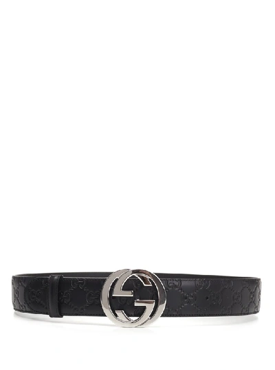 Shop Gucci Gg Supreme Buckle Belt In Black