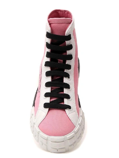 Shop Prada Logo High Top Sneakers In Pink