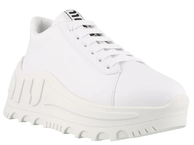 Shop Miu Miu Logo Sole Sneakers In White