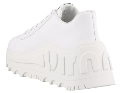 Shop Miu Miu Logo Sole Sneakers In White