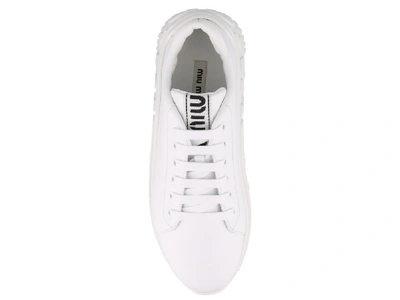 Shop Miu Miu Logo Sole Sneakers In White