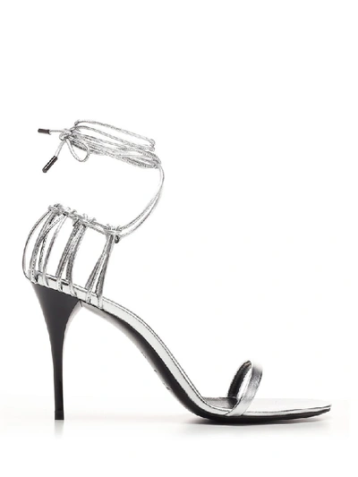 Shop Saint Laurent Lexi Sandals In Silver