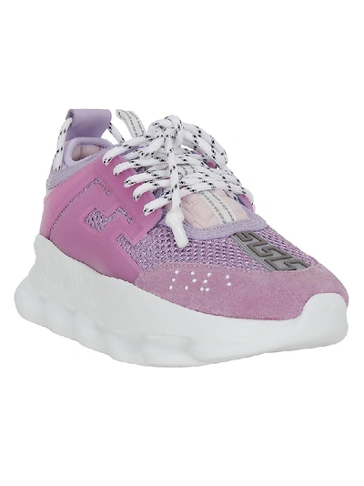 Shop Versace Chunky Sole Sneakers In Purple