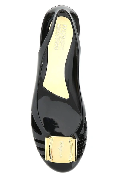 Shop Ferragamo Salvatore  Jelly Ballet Flats In Black