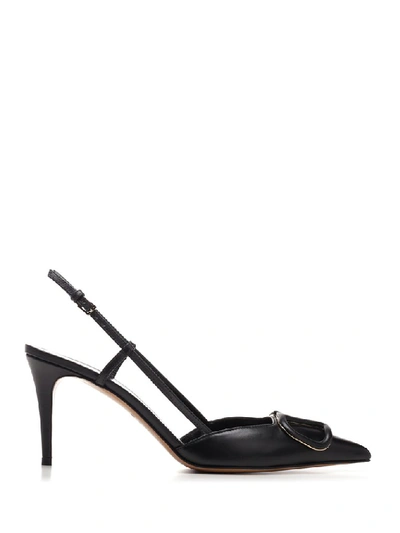 Shop Valentino Vlogo Slingback Pumps In Black