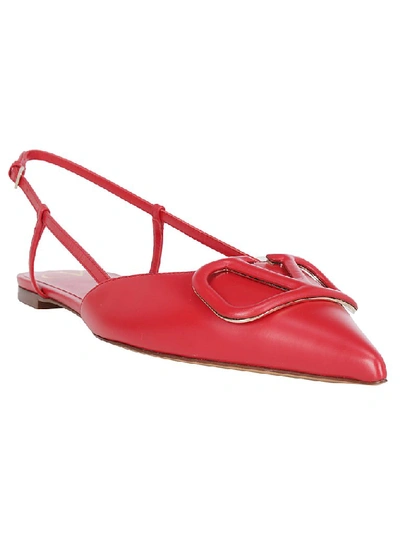 Shop Valentino Vlogo Slingback Ballerina Shoes In Red