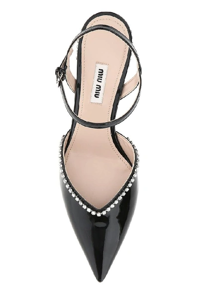 Shop Miu Miu Patent Crystal Detail Pumps In Black