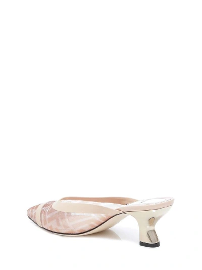 Shop Fendi Ff Monogram Sheer Mules In Pink