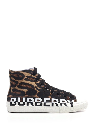 Shop Burberry Logo Print High Top Sneakers In Multi