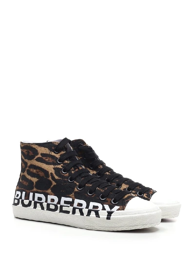 Shop Burberry Logo Print High Top Sneakers In Multi