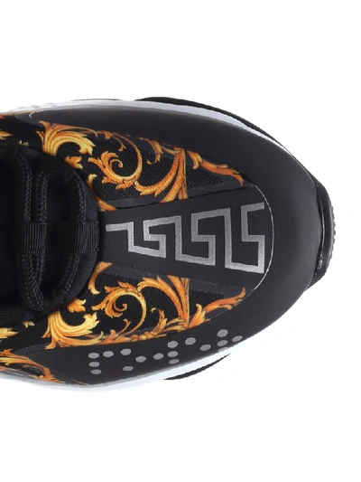 Shop Versace Panelled Baroque Print Sneakers In Black