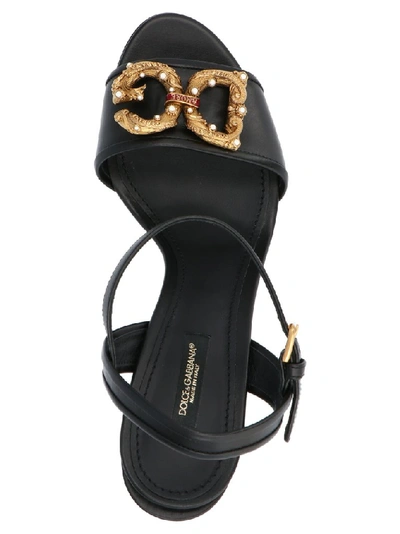 Dolce & Gabbana Dg Amore 95mm Pearl-embellished Sandals In Black | ModeSens