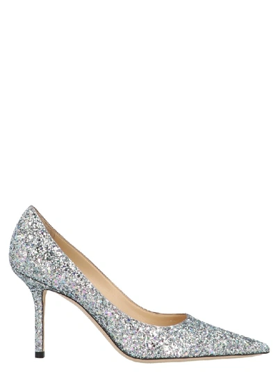 Shop Jimmy Choo Love 85 Glitter Pumps In Silver