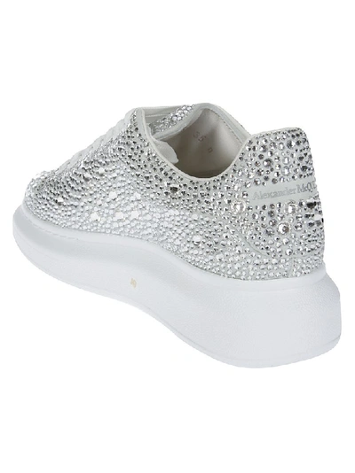 Shop Alexander Mcqueen Crystal Embellished Lace In Silver