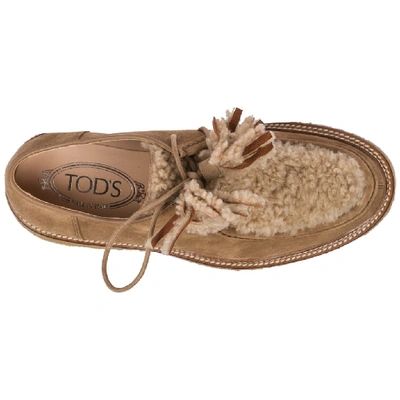 Shop Tod's Wallabee Shoes In Beige