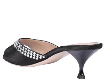Shop Miu Miu Crystal Detail Sandals In Black
