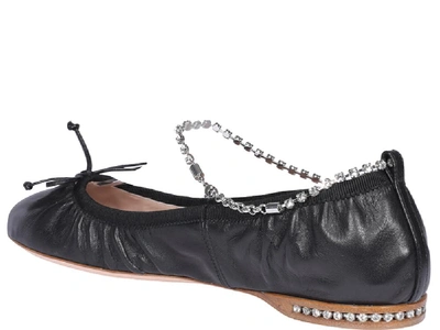 Shop Miu Miu Embellished Ballerina Flat Shoes In Black