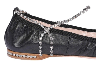 Shop Miu Miu Embellished Ballerina Flat Shoes In Black