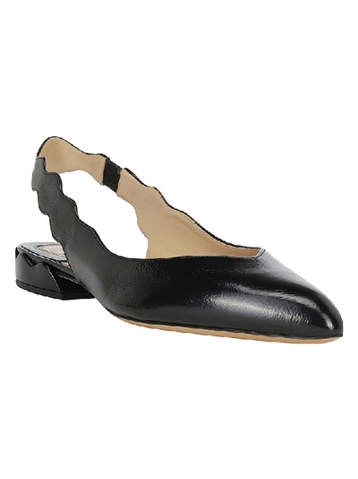 Shop Chloé Scallop Slingback Ballerina Flats In Black