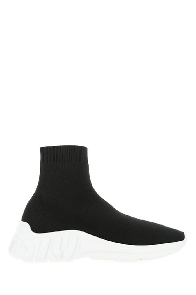Shop Miu Miu Logo Detail Sock Sneakers In Black