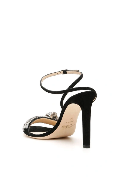 Shop Jimmy Choo Thyra Crystal Embellished Sandals In Black