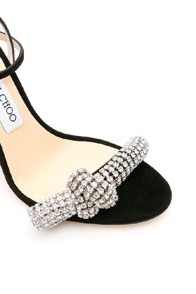 Shop Jimmy Choo Thyra Crystal Embellished Sandals In Black