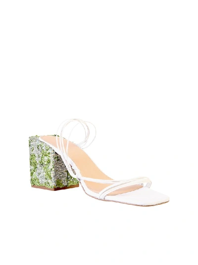 Shop Jacquemus Les Mules Estello Sequinned Heel Sandals In White