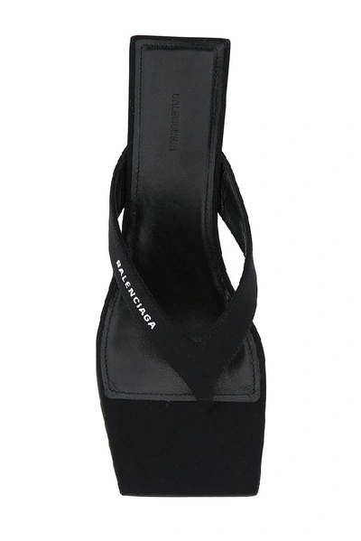 Shop Balenciaga Double Square Logo Thong Sandals In Black