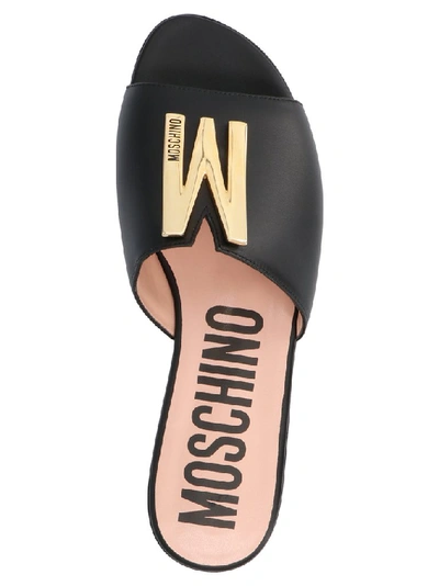 Shop Moschino M Logo Mules In Black