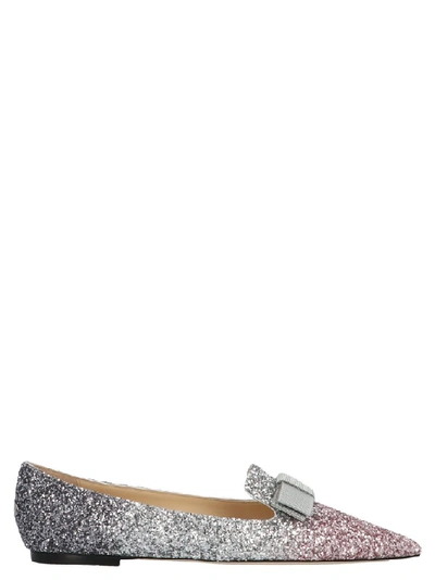 Shop Jimmy Choo Gala Glittered Ballerina Flat Shoes In Multi